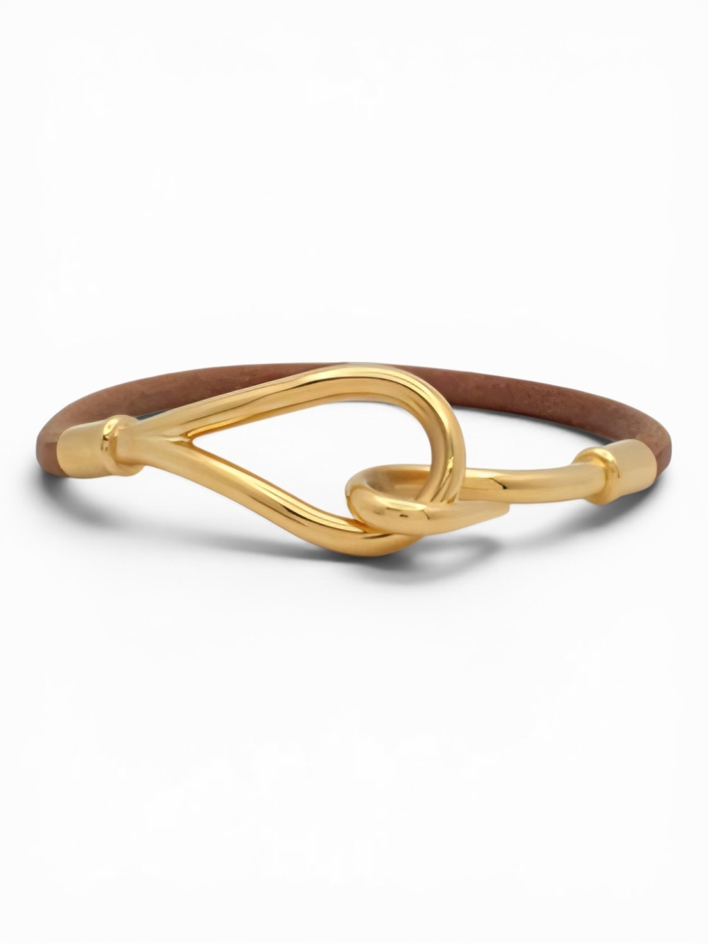 HERMES Jumbo Gold Knot Leather Bracelet - Women Jewelry